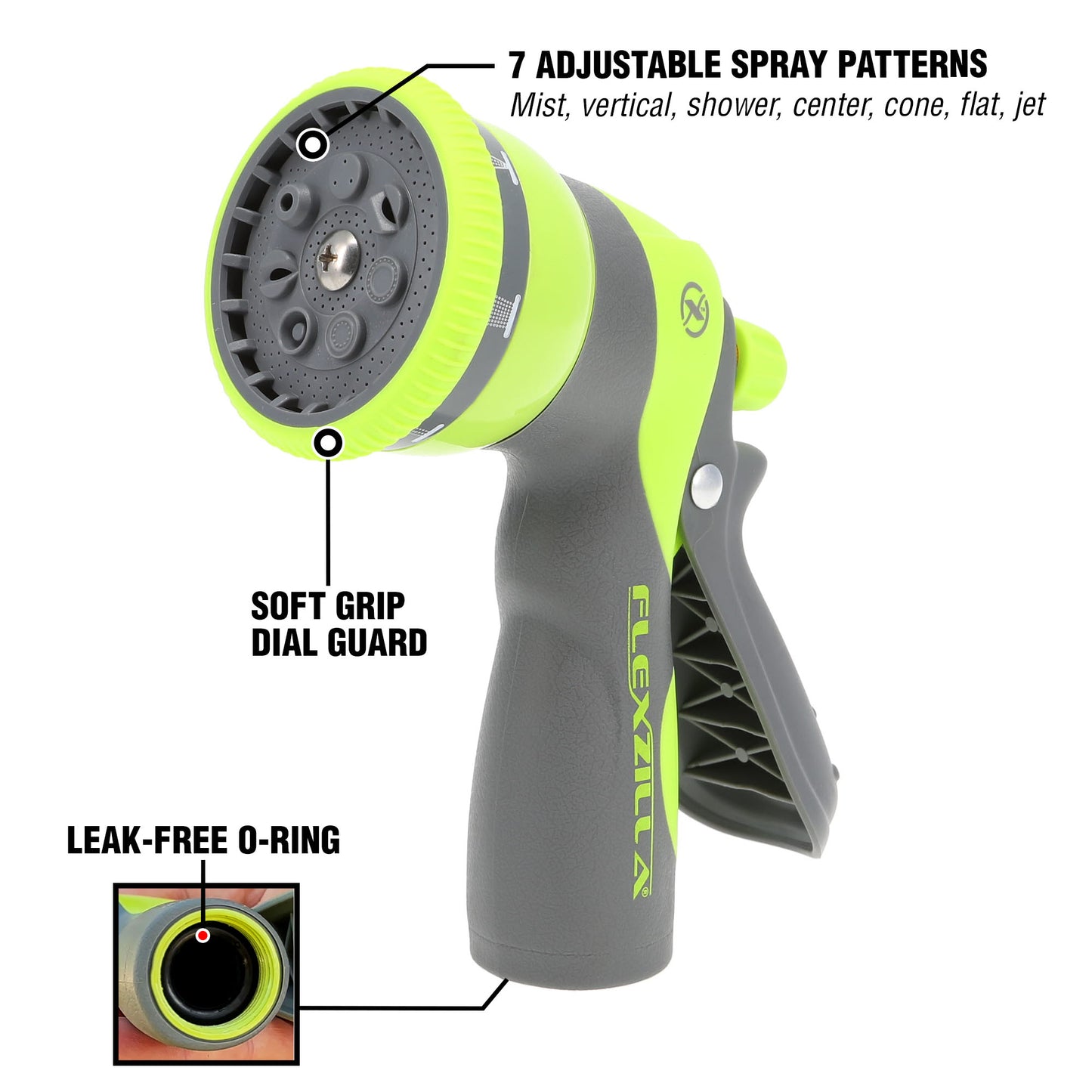 Heavy Duty 7-Pattern Adjustable Pistol Grip Garden Hose Nozzle
