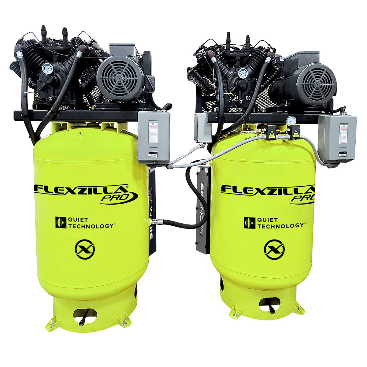 Flexzilla Pro Two Tank, Three Phase, Air Compressor w/Silencer
