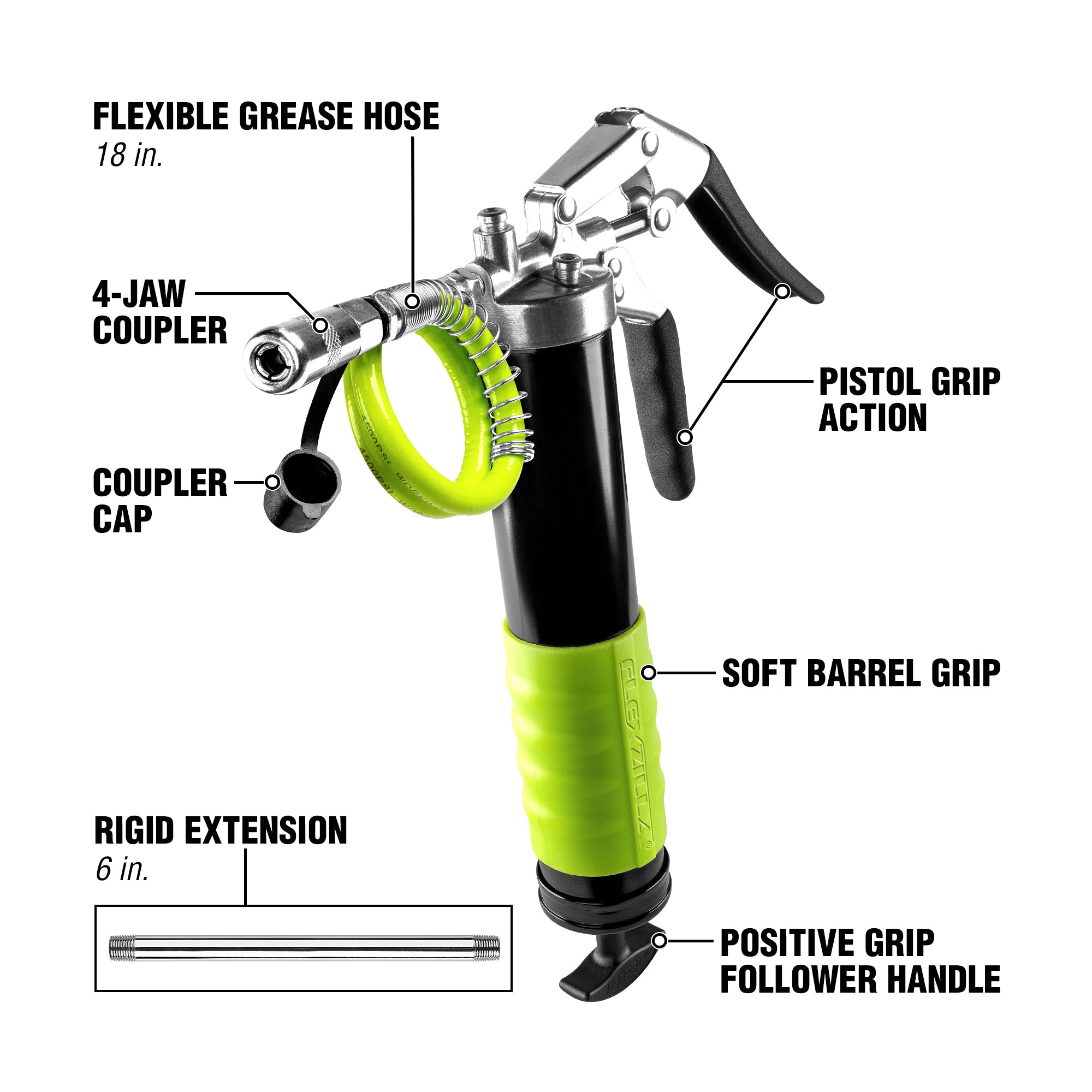 Heavy Duty Pistol Grip Grease Gun – Flexzilla.com