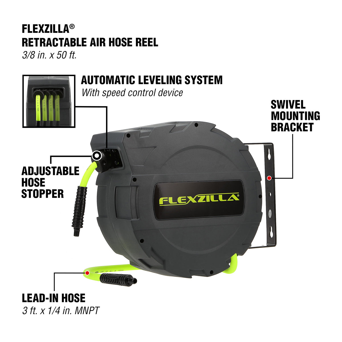 Retractable Reel with Automatic Leveling System – Flexzilla.com