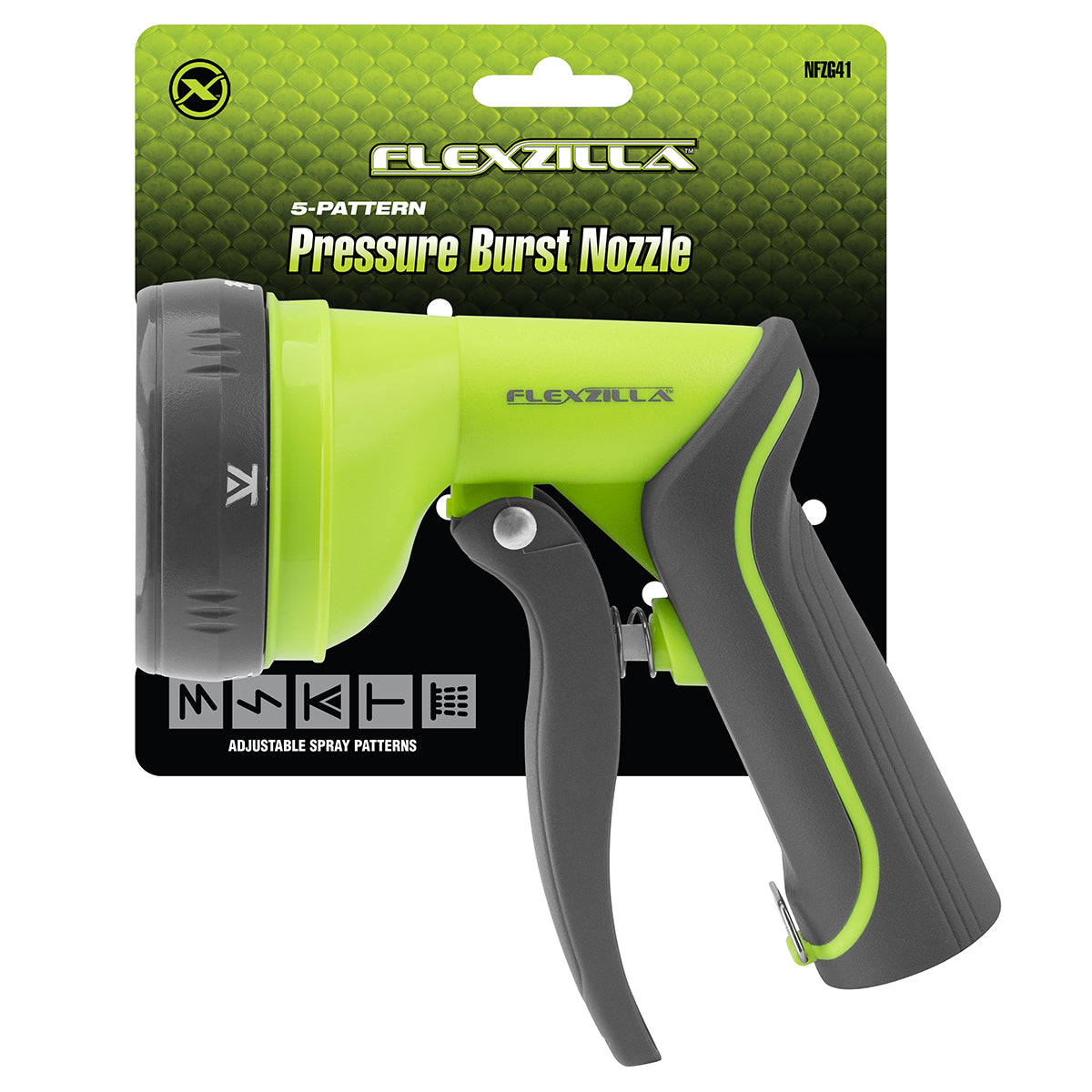 Pressure Burst 5-Pattern Adjustable Garden Hose Nozzle – Flexzilla