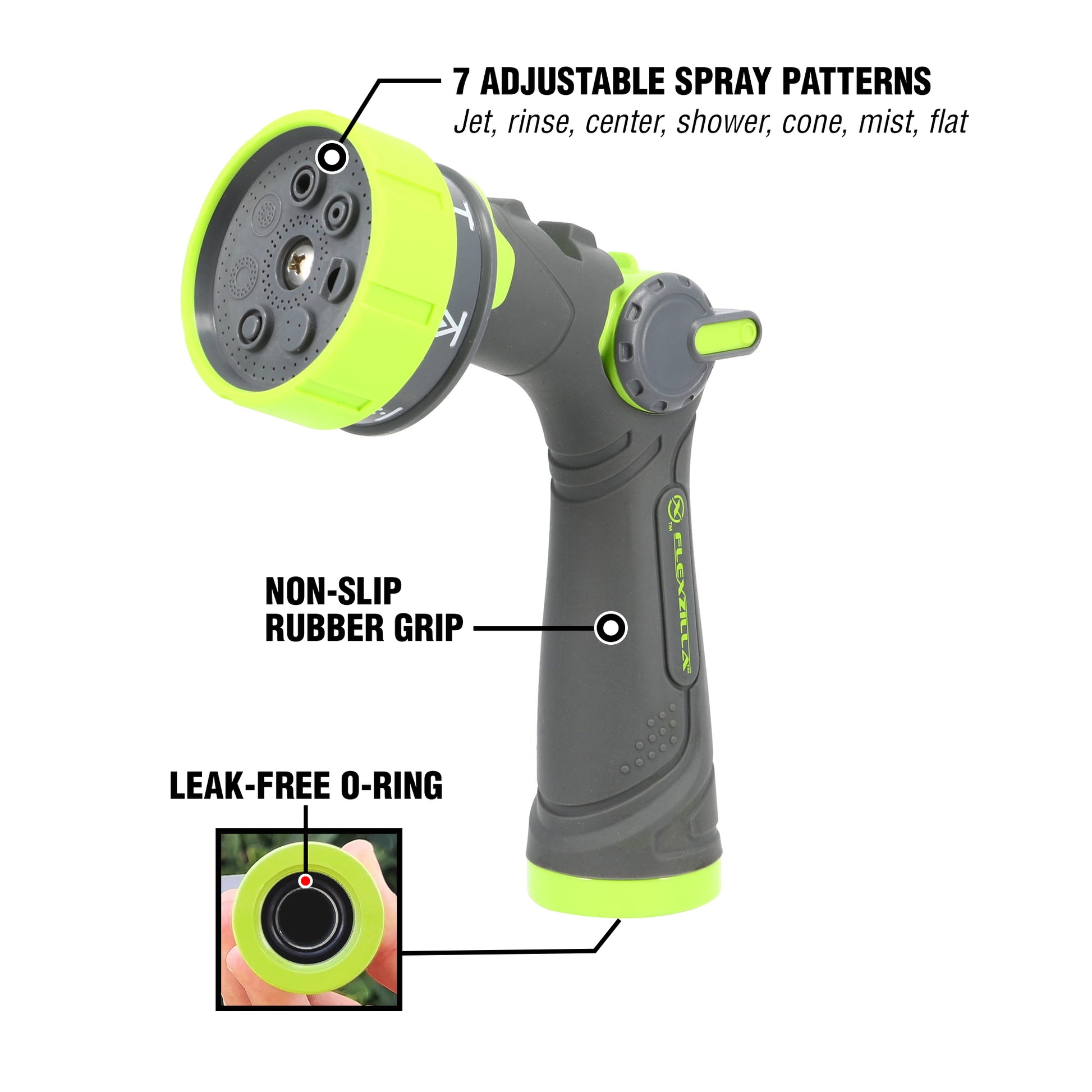 heavy duty garden hose spray gun Heavy Duty 7-Pattern Adjustable Flow Garden Hose Nozzle – Flexzilla