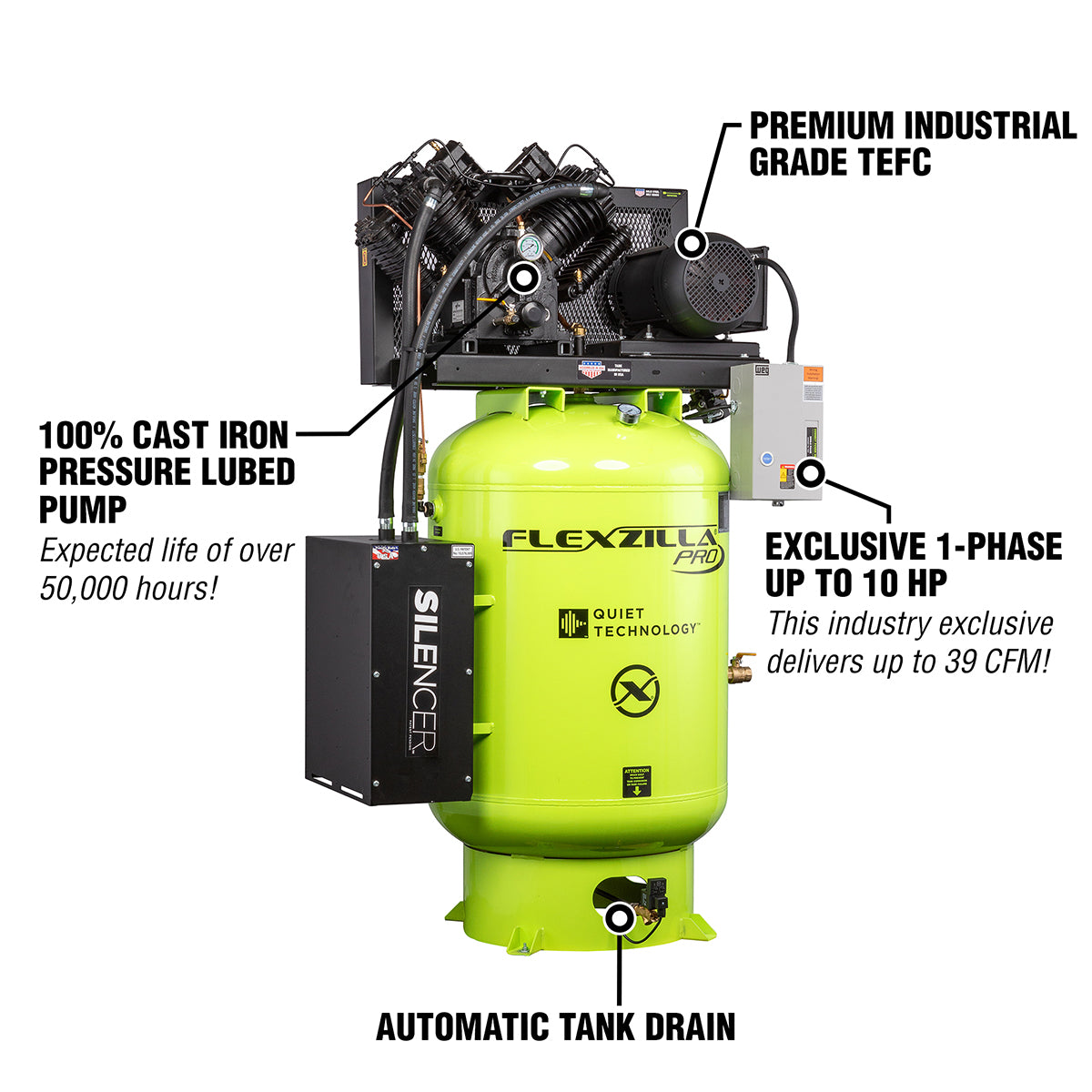 Flexzilla Pro Pressure Lube, Three Phase Stationary, Air
