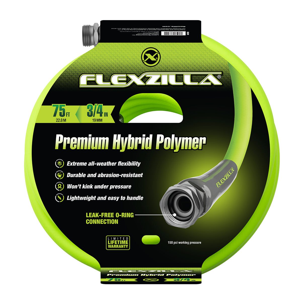 Flexzilla Garden Hose 5/8 in. x 75 ft., Lightweight All-Weather Water Hose, Durable and Flexible, Leak-Free Connections