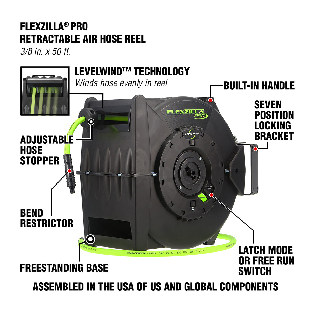 Pro Air Hose Reel with Levelwind™ Technology – Flexzilla.com