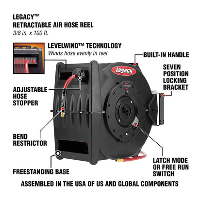 Levelwind Retractable Air Hose Reel
