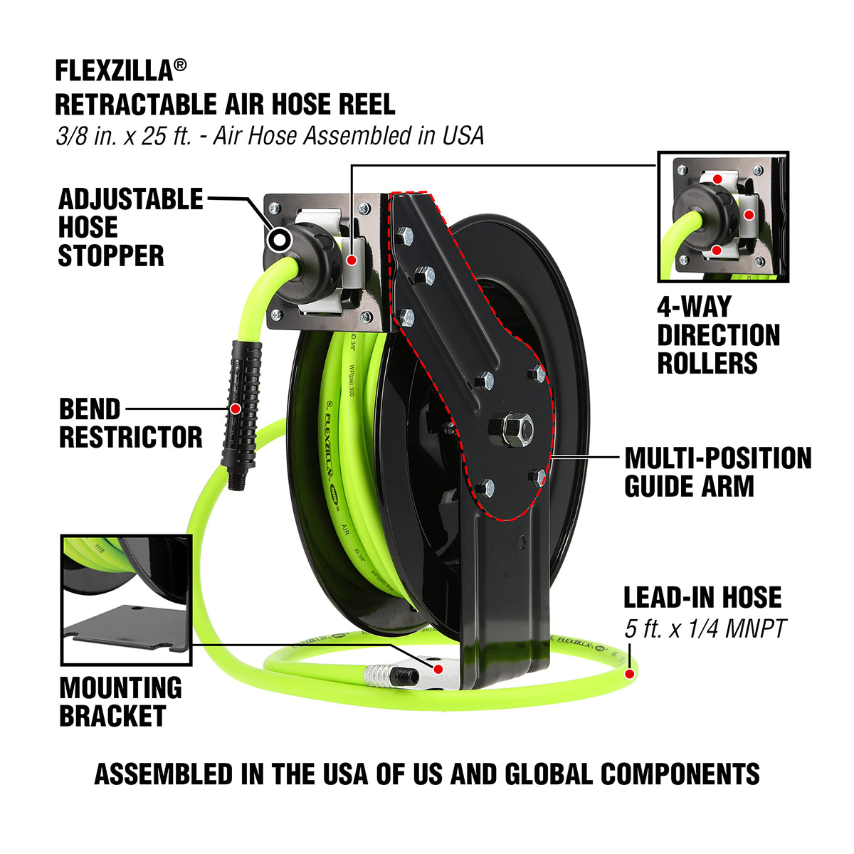 Open Face Retractable Air Hose Reel