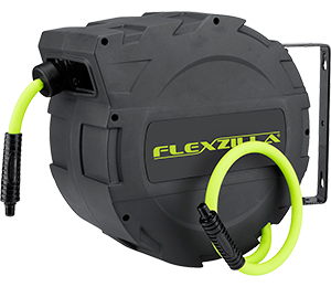 Flexzilla Retractable Enclosed Plastic Air Hose Reel, 3/8 in. x 50 ft.,  Heavy Duty, Lightweight, Hybrid, ZillaGreen - L8250FZ