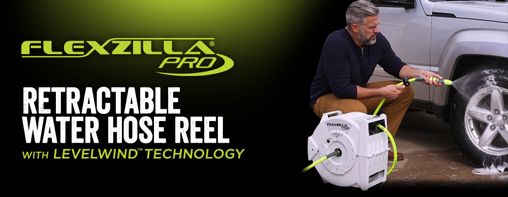 Flexzilla® Pro Retractable Water Hose Reel, 1/2 x 70', Flexible Hybrid  Polymer, ZillaGreen™